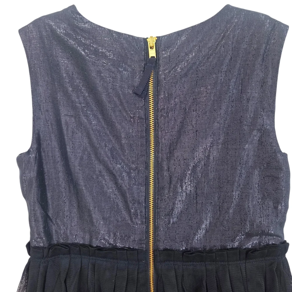 Crewcuts Metallic Part Dress Girls 6 Navy Blue Tulle Puff Skirt Holiday Part
